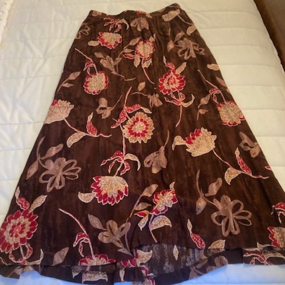 Orvis Brown Flower Long Skirt - Picture 1 of 2